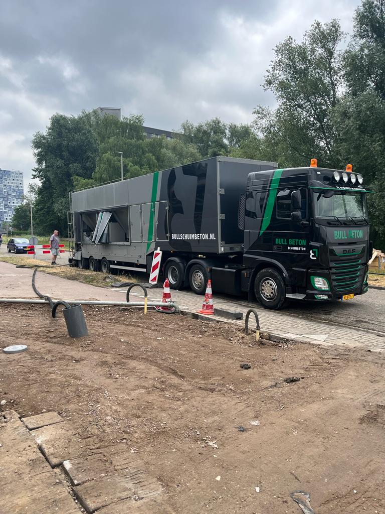 Riool opvullen met schuimbeton