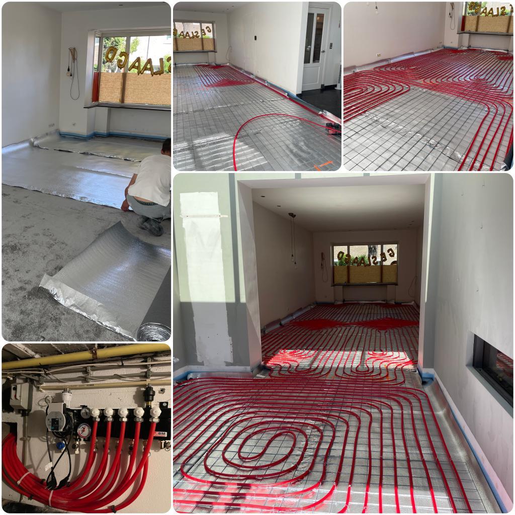 Vloerverwarming aanleggen bij schuimbeton project in Heerlen