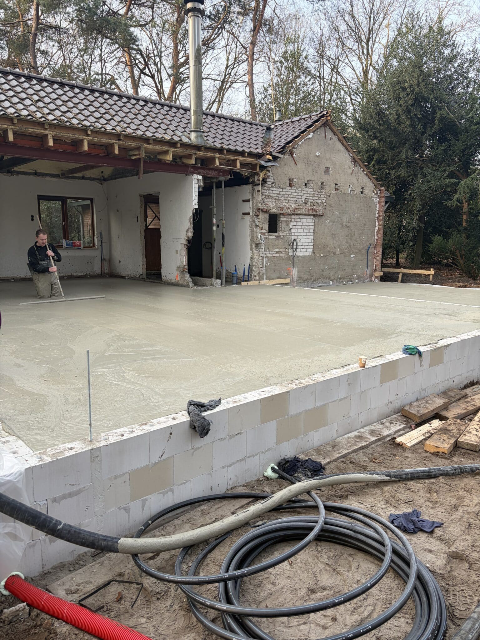 In deze woning in Oldebroek hebben wij een schuimbetonvloer gestort